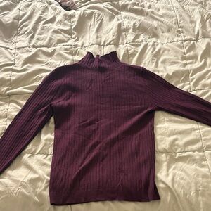 LOFT Ribbed Plum Turtleneck Sweater
